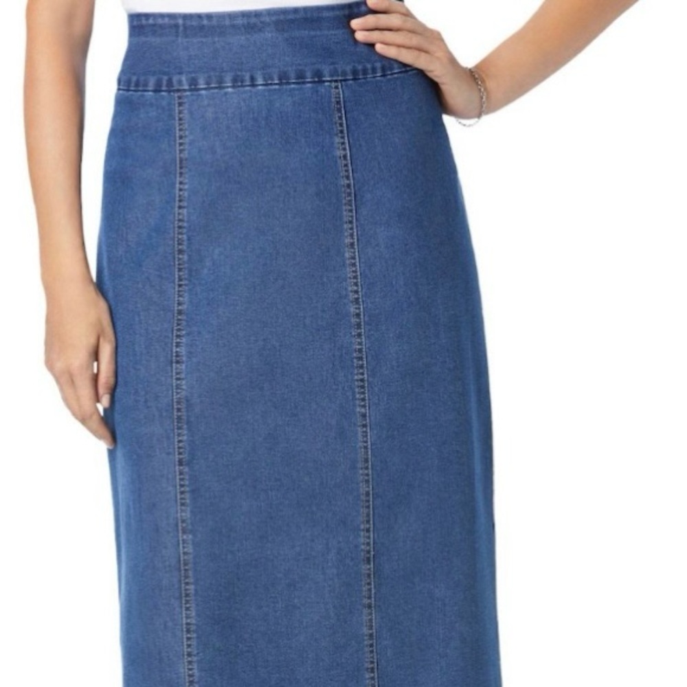 Woman Within Denim Blue Midi Pencil Skirt for  New